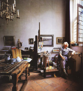 Kees Bol in het atelier Ridderstraat 23 Heusden Vesting 1995 (foto door Frans Lossie)