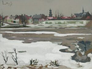 Kees Bol, Gezicht op Heusden-Vesting in de sneeuw, 1978
